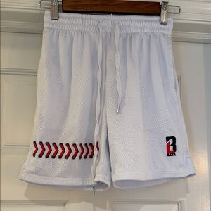 Kids White Athletic Shorts with Red Accents